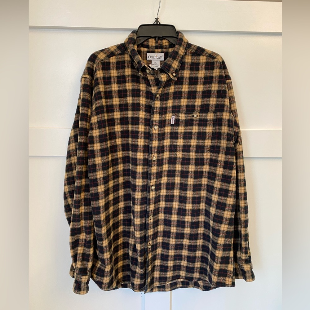 Carhartt Men's Size XLarge Flannel Shirt Button Up‎ Long Sleeve Plaid